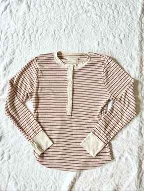 Aerie Stripe Waffle Henley Long Sleeve XXL XXLarge